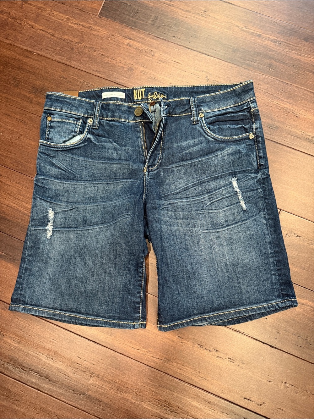 Kut from the Kloth Dark Blue Distressed Denim Shorts